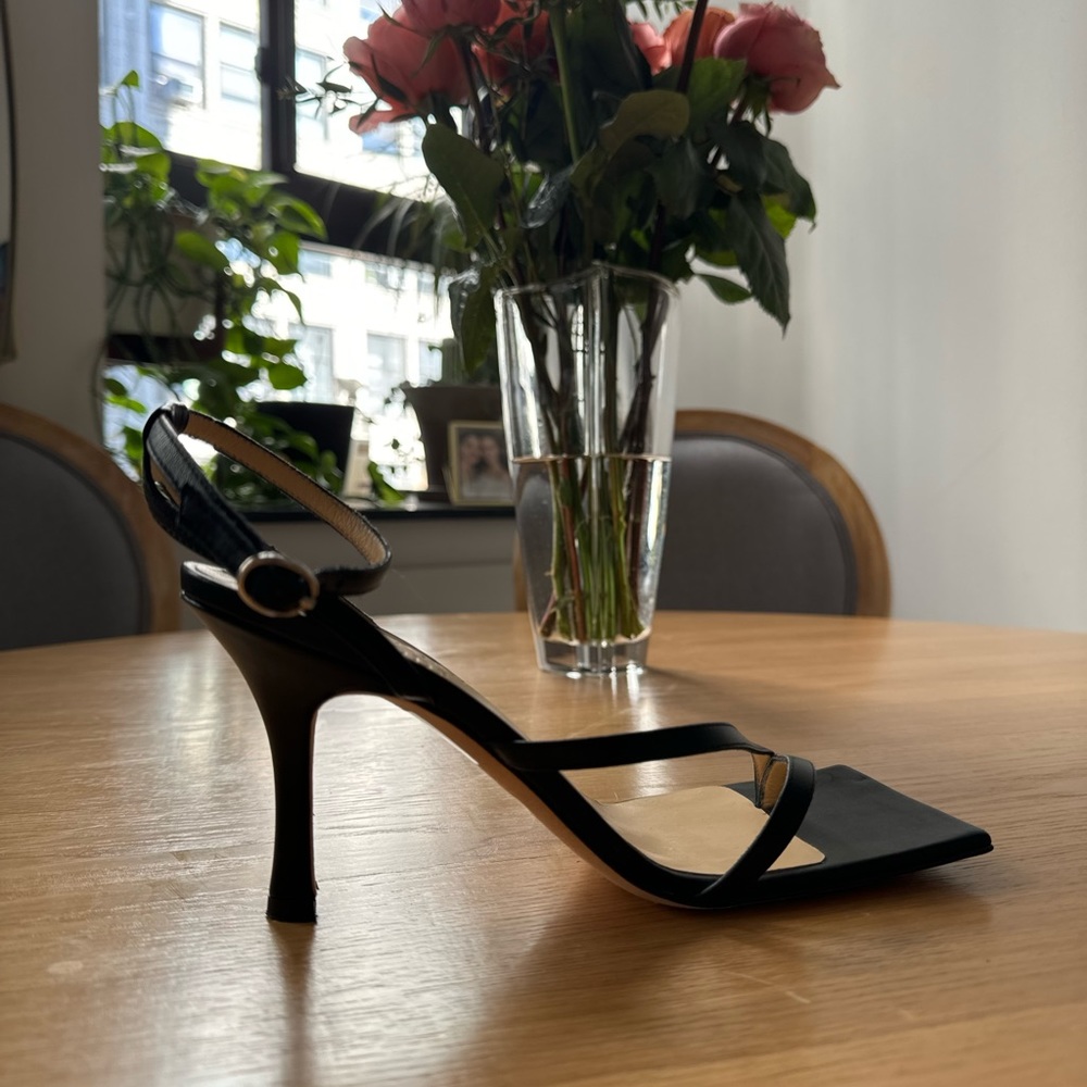 A.w.a.k.e mode asymmetric strap square toe leather heeled sandals- size 37 - Picture 5 of 8